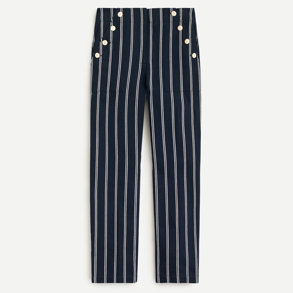 NEW J.Crew Sailor Pant in Stripe Navy with Blue White Stripes